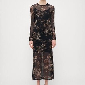 The Gap Sheer Mesh Floral Day Long-sleeve Dress
